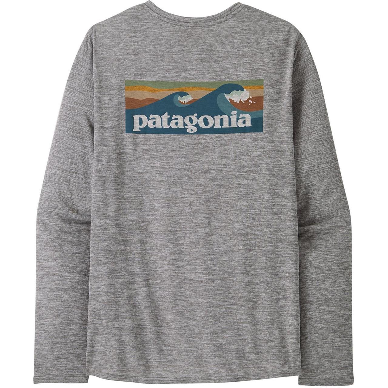 Patagonia Mens L/s Cap Cool Daily Graphic Shirt Waters Grå Bl Abalone Blue: Feather Grey
