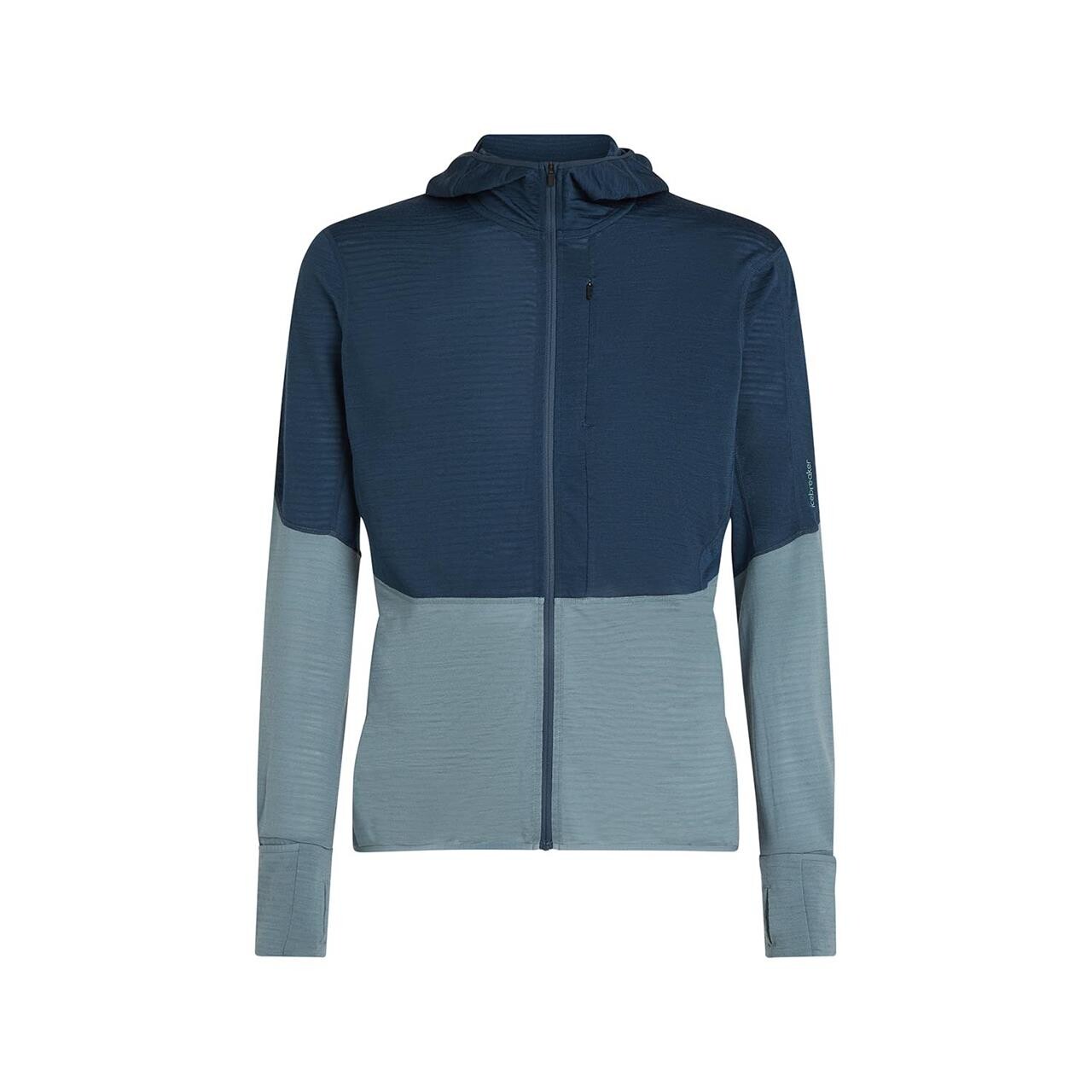 Icebreaker Mens 200 Realfleece Descender L/S Zip Hoodie (Blå (ABYSS/BLUE ASH/CB) X-large)