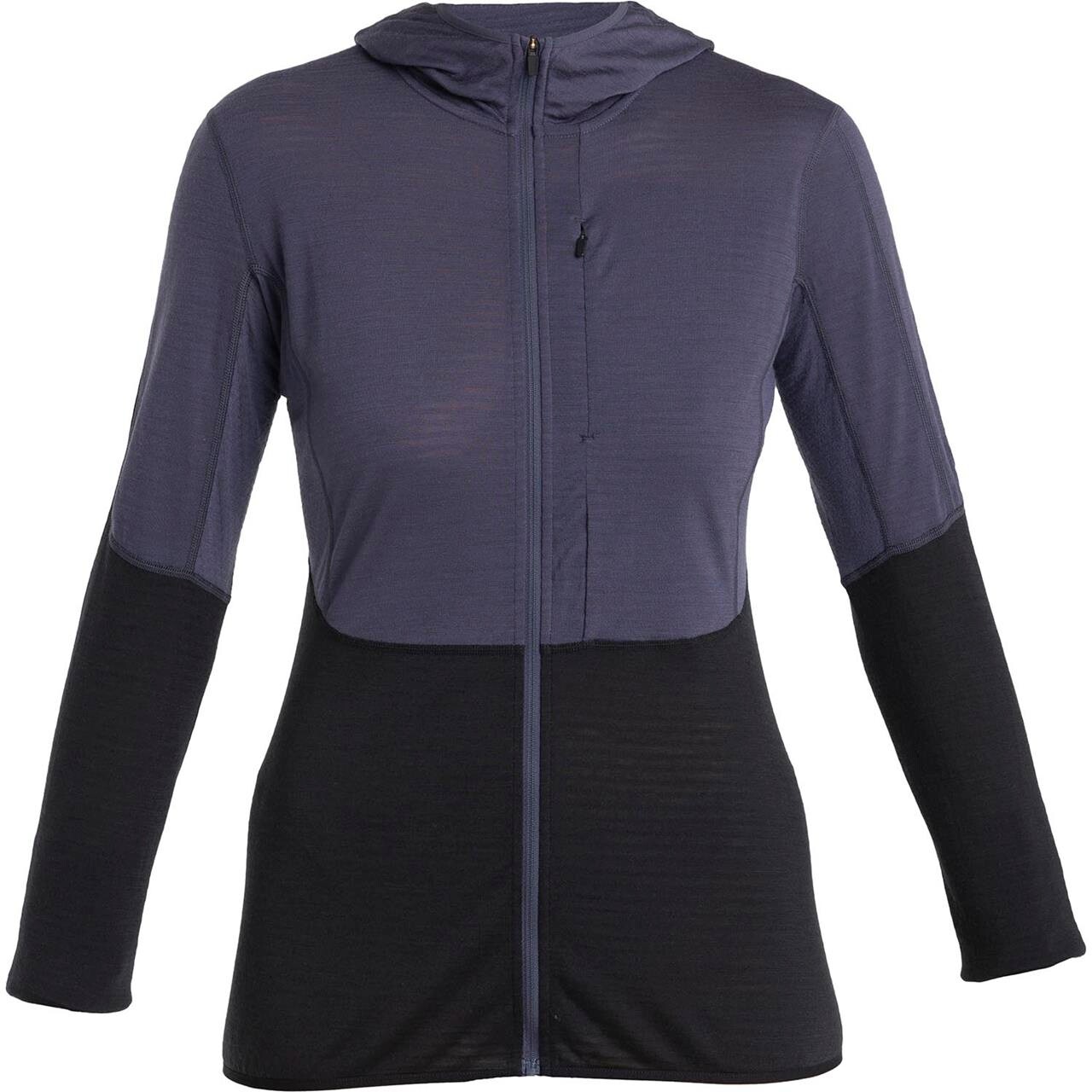 Icebreaker Womens 200 Realfleece Descender L/S Zip Hoodie (Sort (GRAPHITE/BLACK/CB) Large)