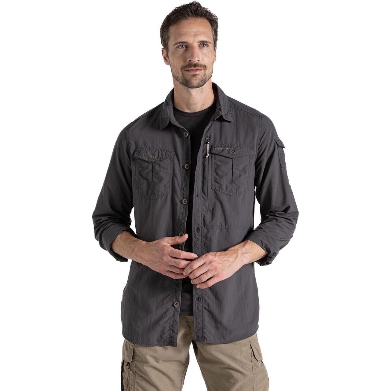 Craghoppers Mens Nosilife Adventure L/S Shirt III (Sort (BLACK PEPPER) Large)