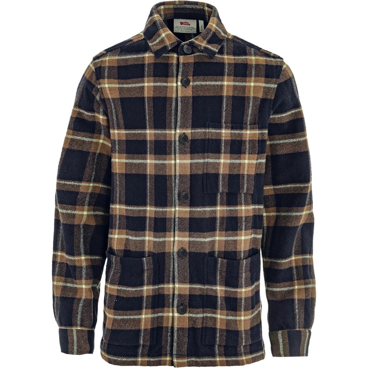 Fjällräven Mens övik Wool Shirt (blå (dark Navy-Chestnut/555-230) Large)