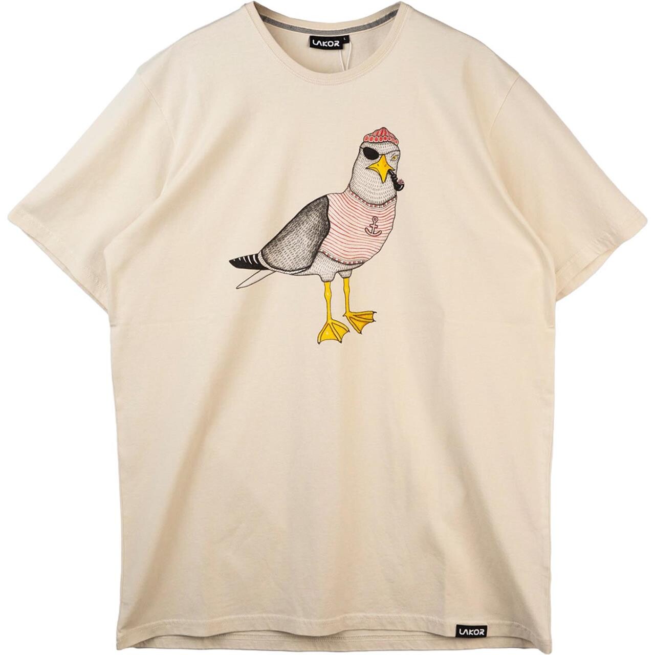 Lakor Mens Seaborn Seagull T-shirt (Hvid (OATMEAL MELANGE) X-large)