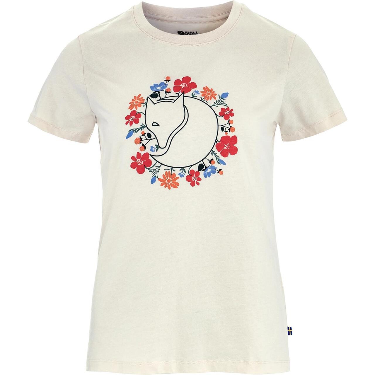 Fjällräven Womens Fjällblomster Fox T-shirt (Beige (CHALK WHITE/113) Large)