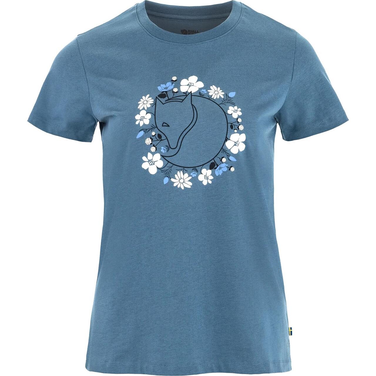 Fjällräven Womens Fjällblomster Fox T-shirt (Blå (DAWN BLUE/543) Large)