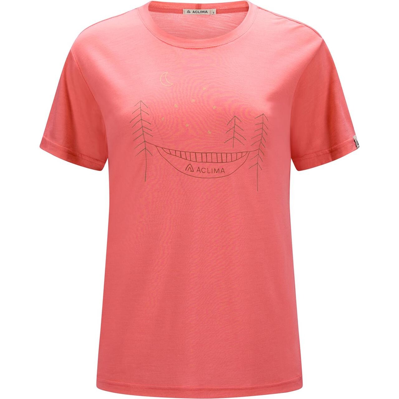 Aclima Womens LightWool 140 Tee Forest (Lyserød (SUN KISSED CORAL) X-small)