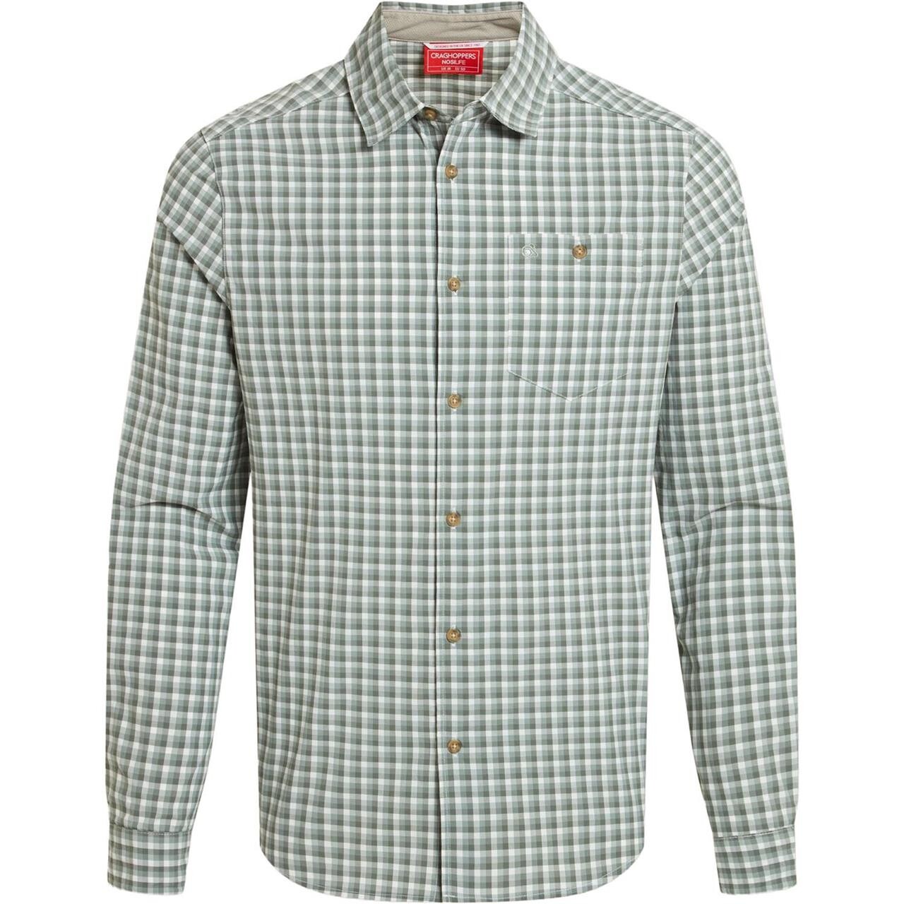 Craghoppers Mens Nosilife Nuoro Check Long Sleeved Shirt (Grøn (LICHEN GREEN/ECRU CHECK) Medium)