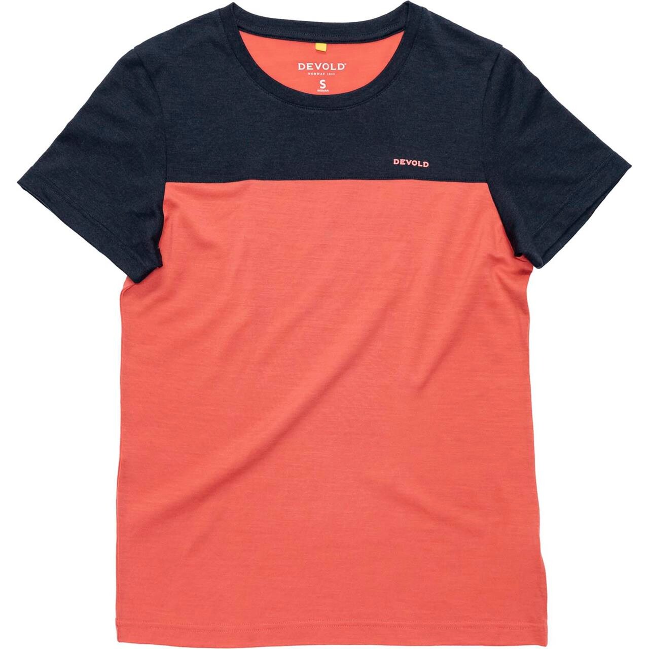 Devold Womens Classic Linear Tee (Rød (INK/CORAL) Medium)