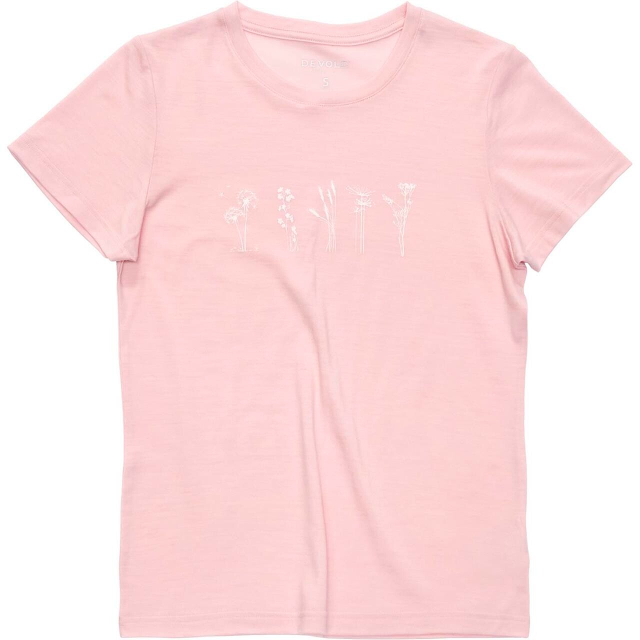 Devold Womens Classic Flowers Tee - Lyserød - L