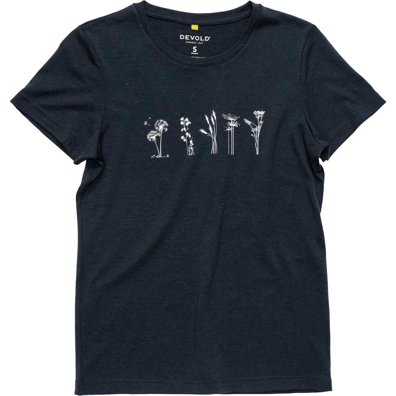 Devold Womens Classic Flowers Tee - Sort - L