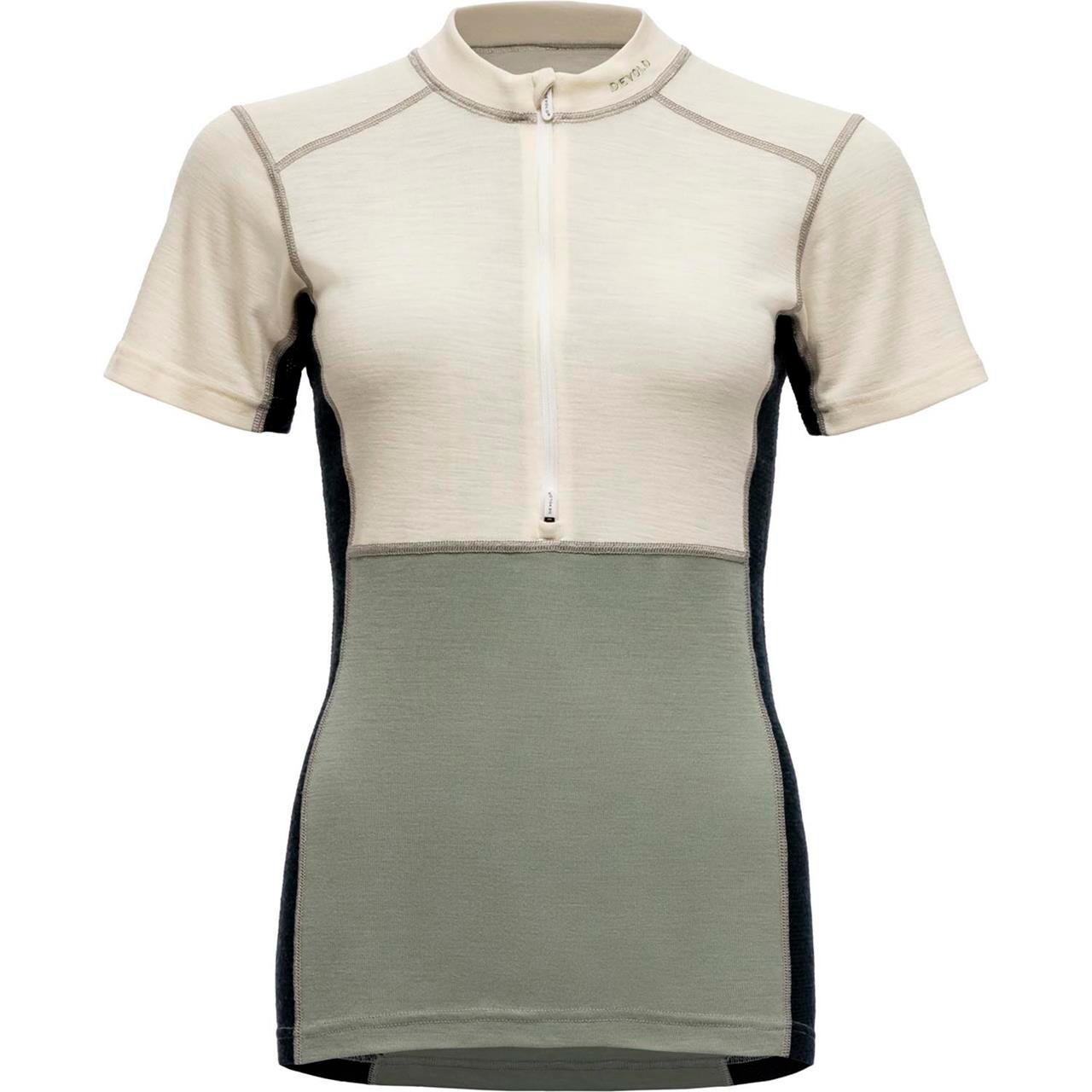 Devold Womens Lauparen Merino 190 Zip Tee (Grøn (RAW WHITE/FOG/INK) Small)