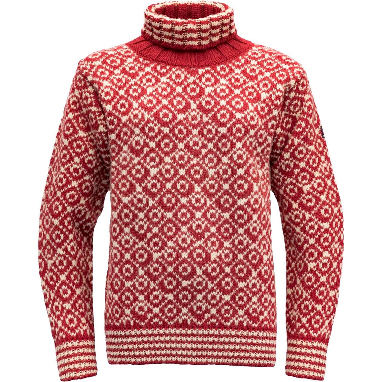 Devold Svalbard Wool High Neck (Rød (HINDBERRY/OFFWHITE) Small)