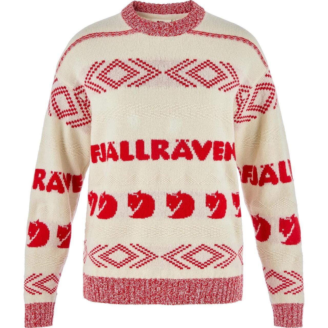 Fjällräven Womens Fjällräven Jacquard Knit (Hvid (CHALK WHITE-TRUE RED/113-334) X-small)