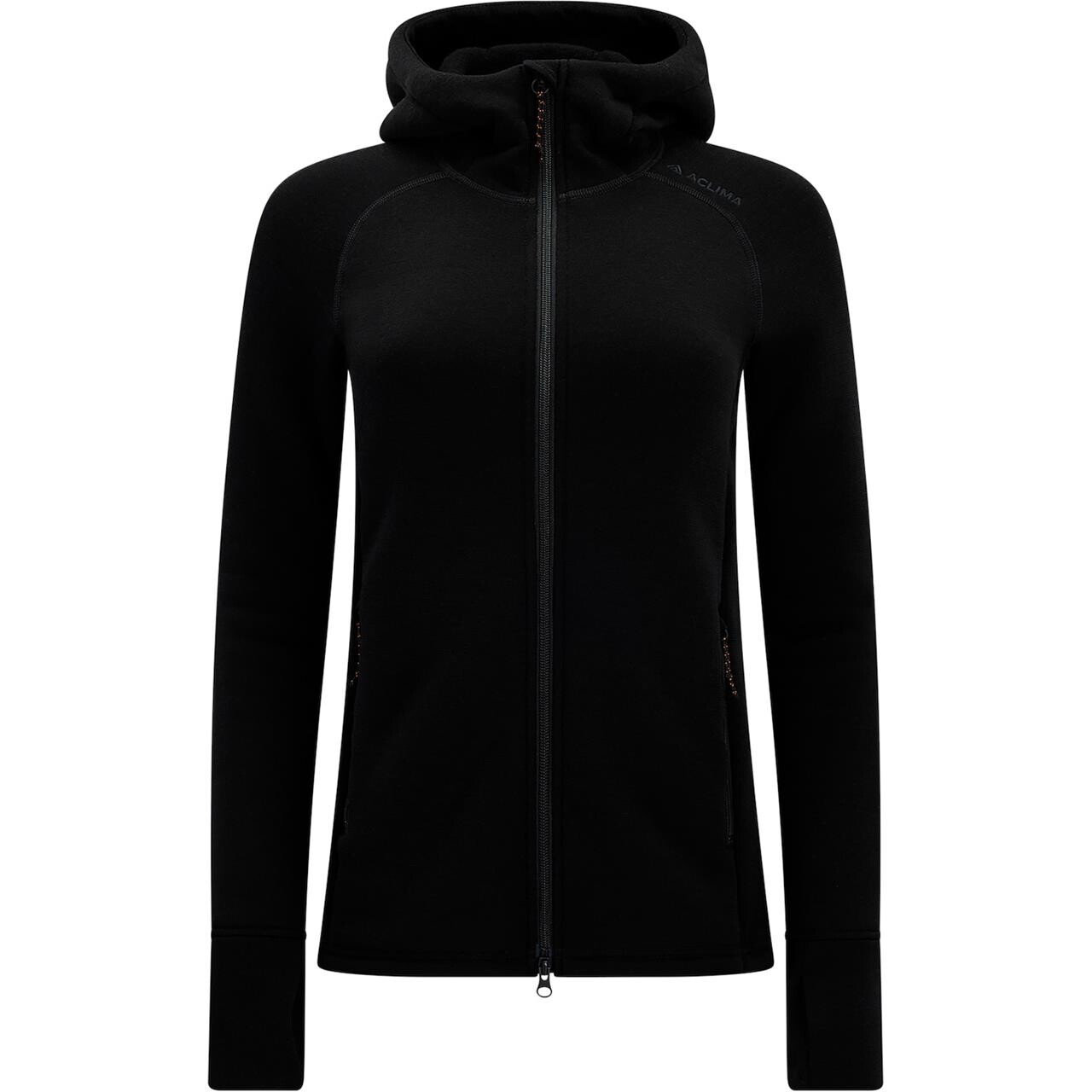 Aclima Womens Fleecewool Hooded Jacket (Sort (JET BLACK))