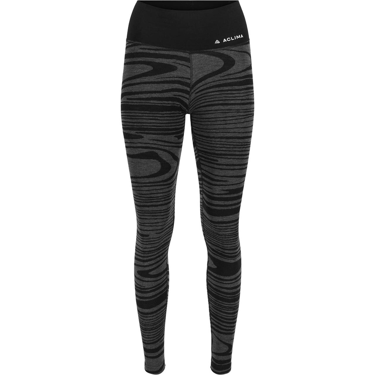 Aclima Womens WarmWool Motion Longs High Waist (Sort (BLACK MOTION) X-small)