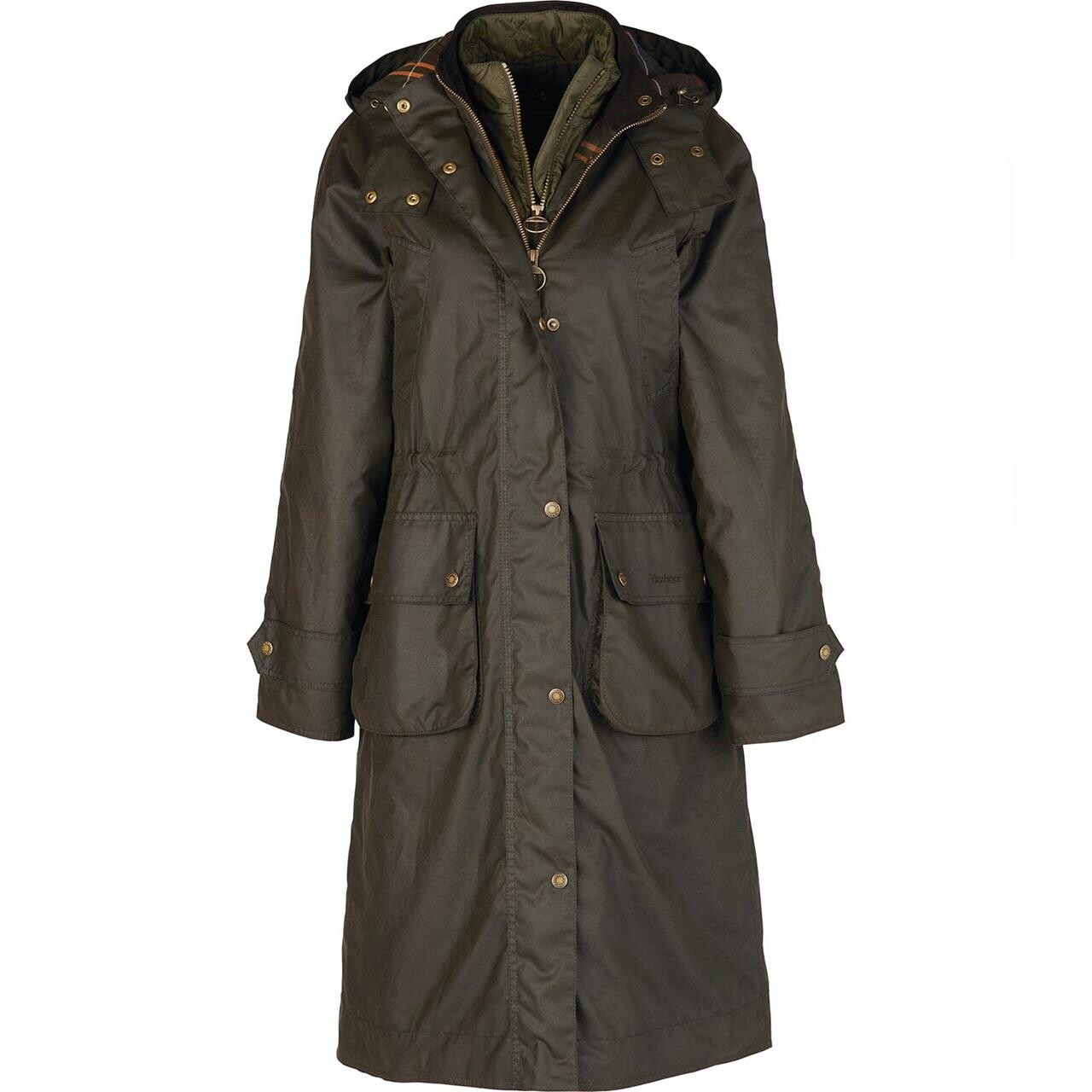Barbour Womens Long Cannich Wax Jacket (Grøn (OLIVE/CLASSIC) 40)