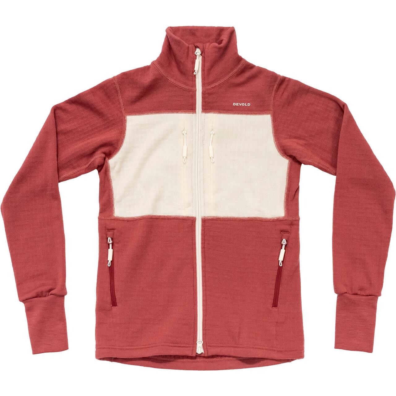 Devold Womens Egga Grid Merino Jacket (Rød (MARSALA/OFFWHITE) Large)