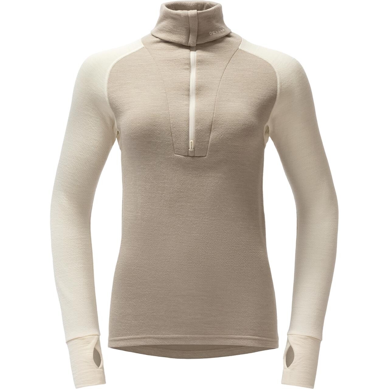 Devold Womens Expedition Merino Silk Zip (Beige (OFFWHITE/STONE) Large)