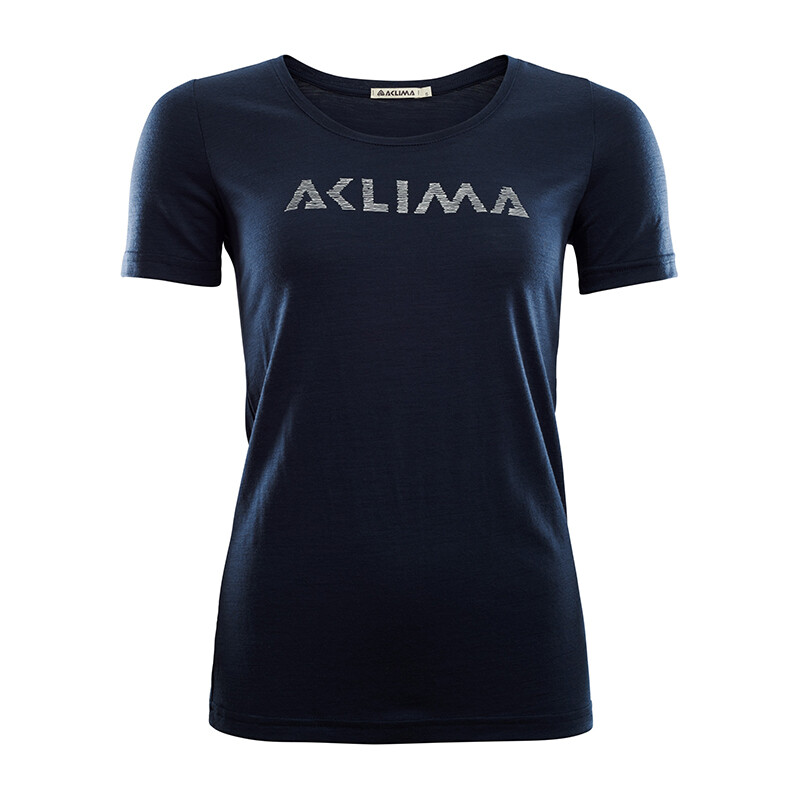  Aclima Womens Lightwool T-shirt Logo (BLUE (NAVY BLAZER) Small)